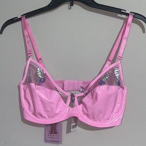 Tutti Fruity Embroidered Tulle & Vinyl Unlined Bra